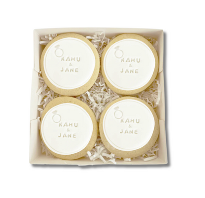Order custom wedding cookies in Auckland – personalised, handcrafted treats perfect for wedding favours, dessert tables & engagement parties. NZ-wide delivery