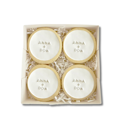 Order custom wedding cookies in Auckland – personalised, handcrafted treats perfect for wedding favours, dessert tables & engagement parties. NZ-wide delivery